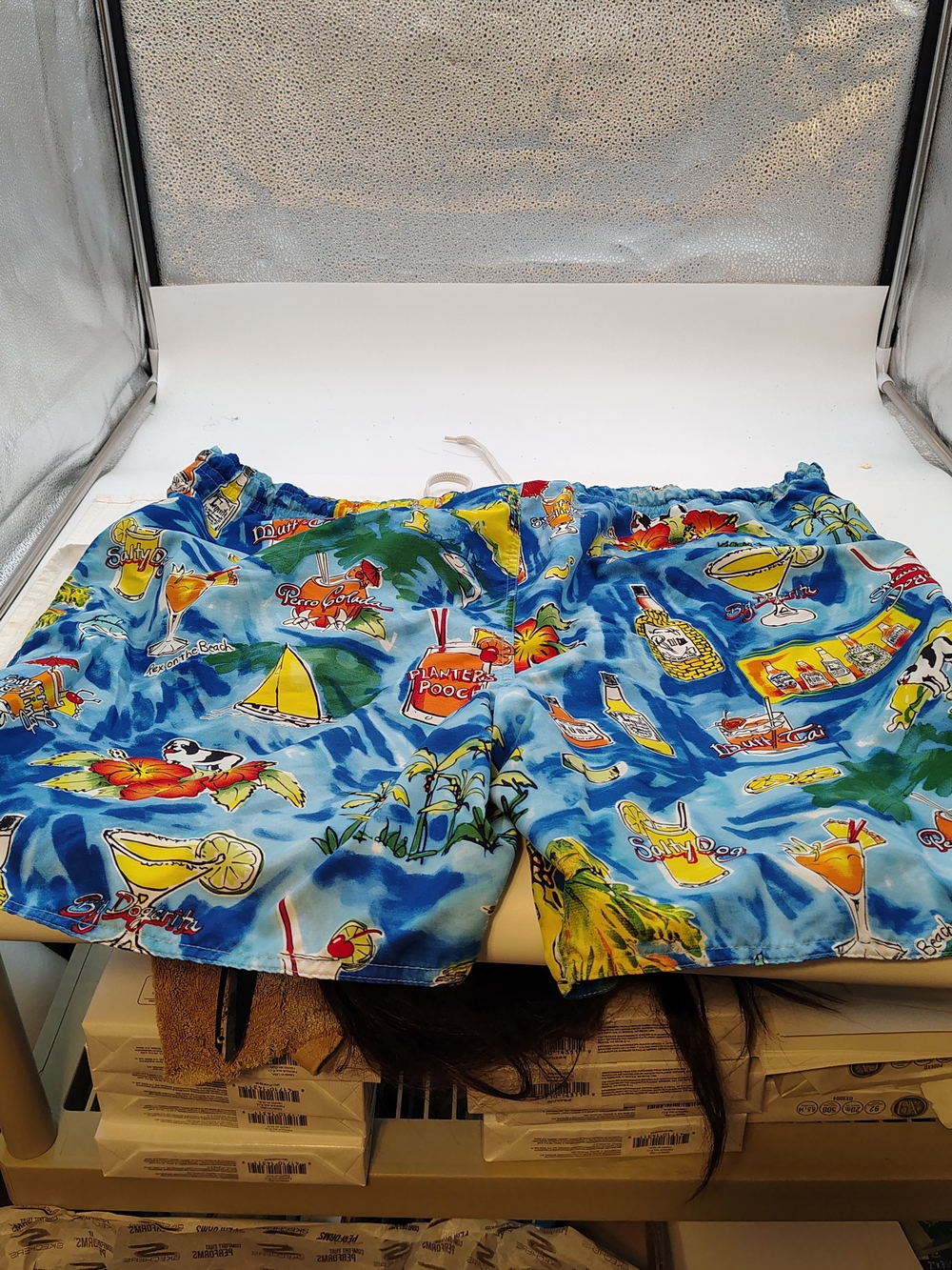 Big Dogs Blue Tropical Print Men's Swim Trunks - Picture 5 of 8